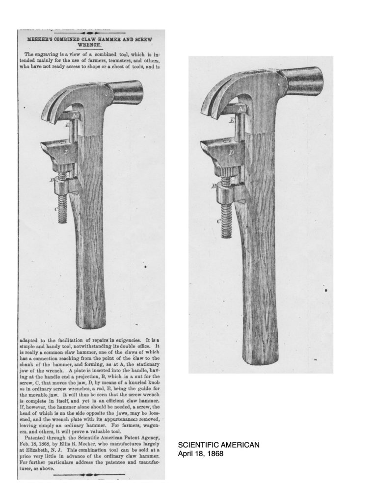 Meeker’s Combined Claw Hammer and Screw Wrench